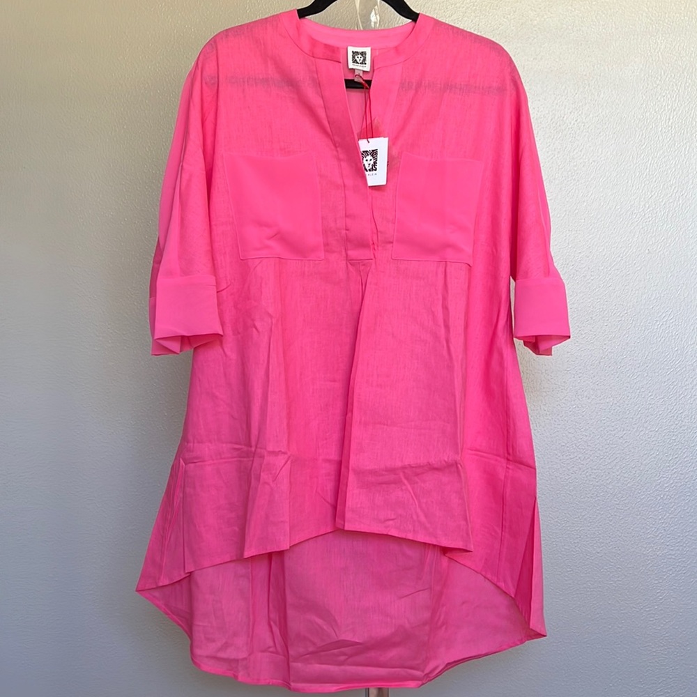ANNE KLEIN fuschia linen tunic